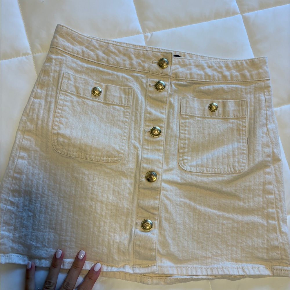 J. Crew Cream Button-Down Mini Skirt
